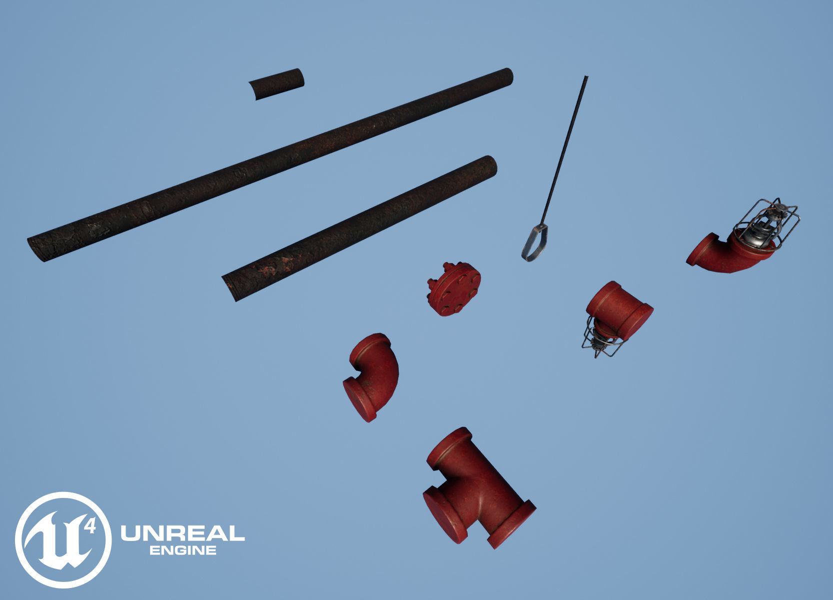 Modular Sprinkler System Low-poly 3D model_14