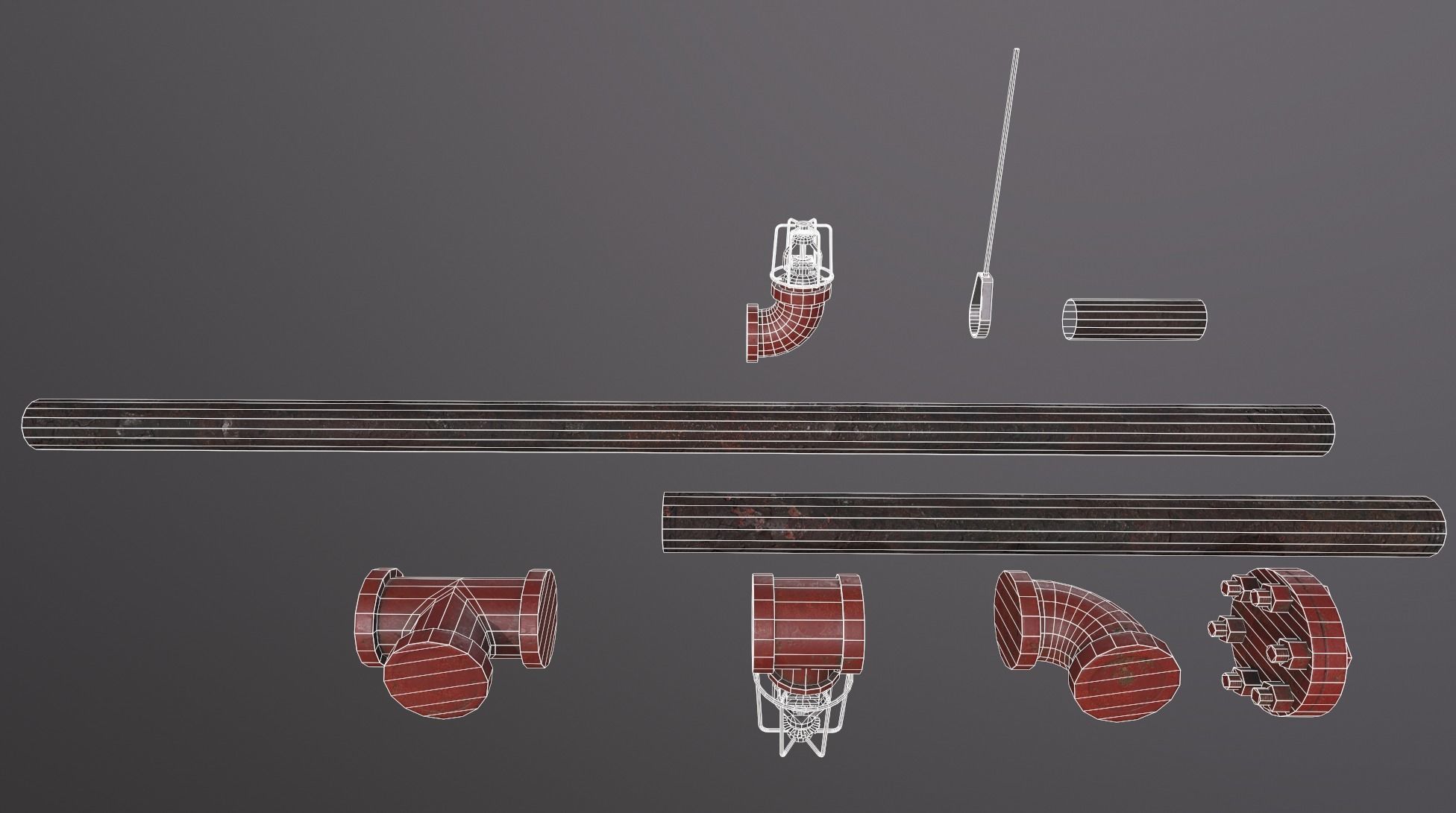 Modular Sprinkler System Low-poly 3D model_3