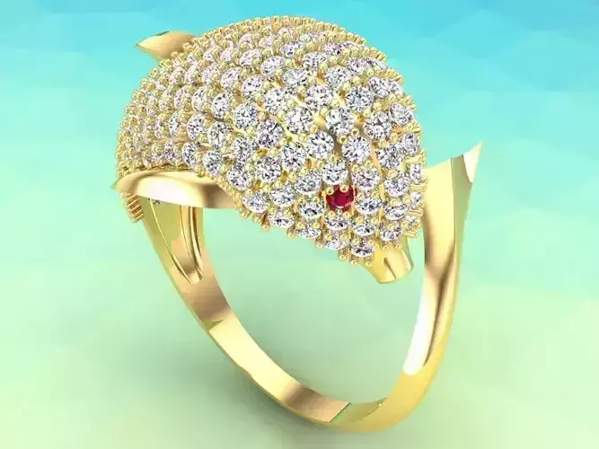 Dolphin rings  - Fish Rings - Diamond ring - Womens Rings