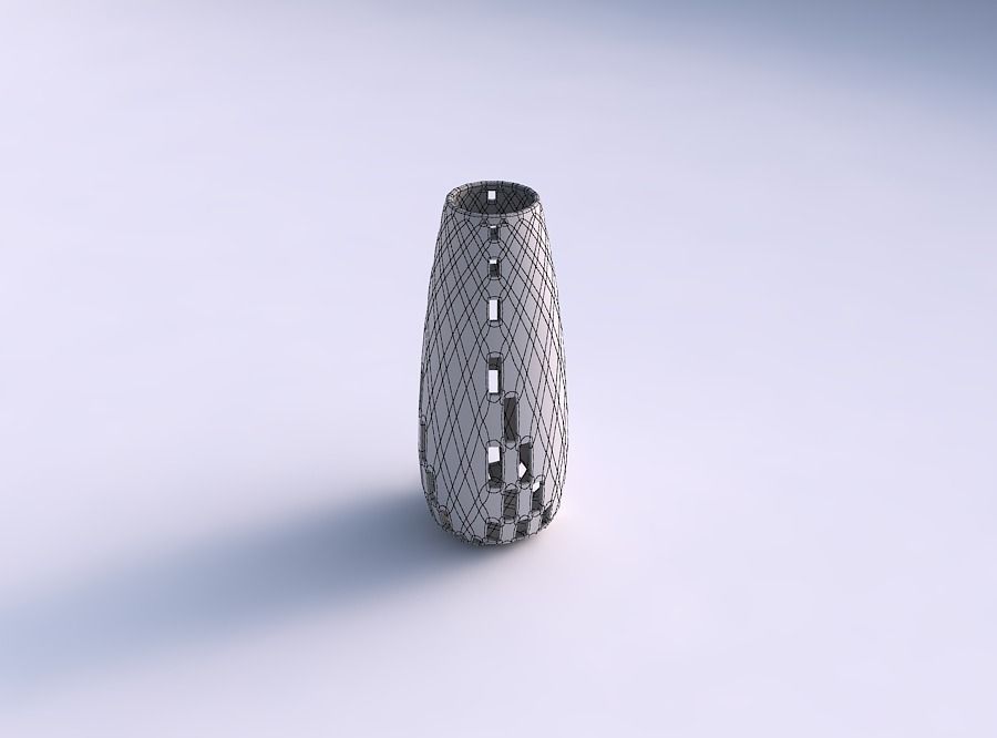 Vase Bullet with checker grid lattice 3 3D print model_5