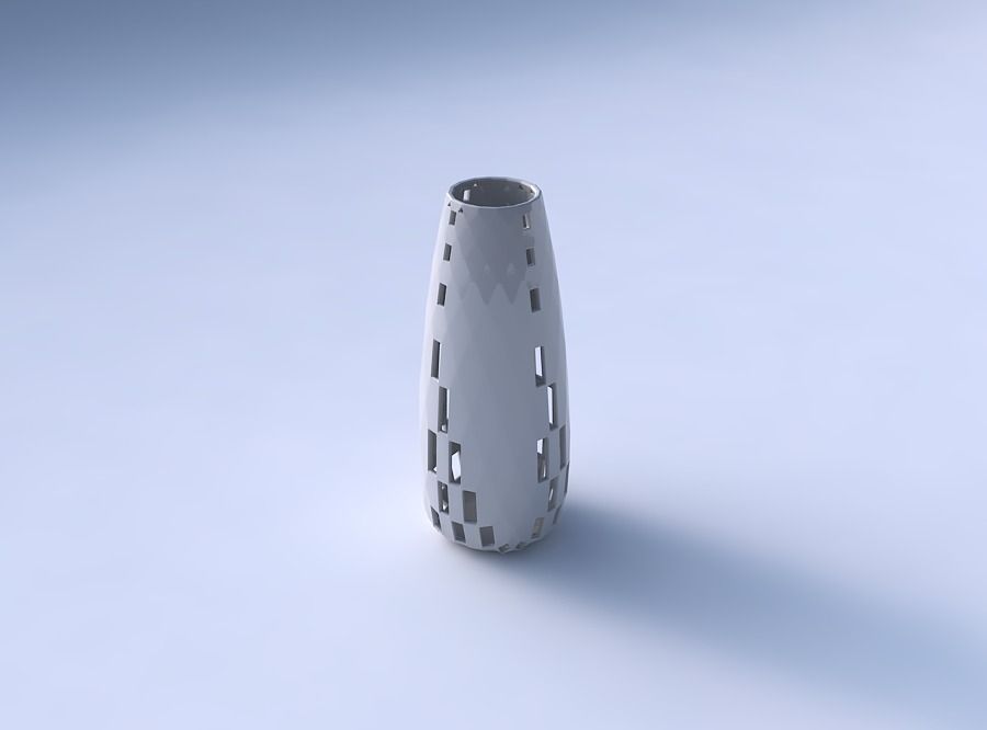 Vase Bullet with checker grid lattice 3 3D print model_3