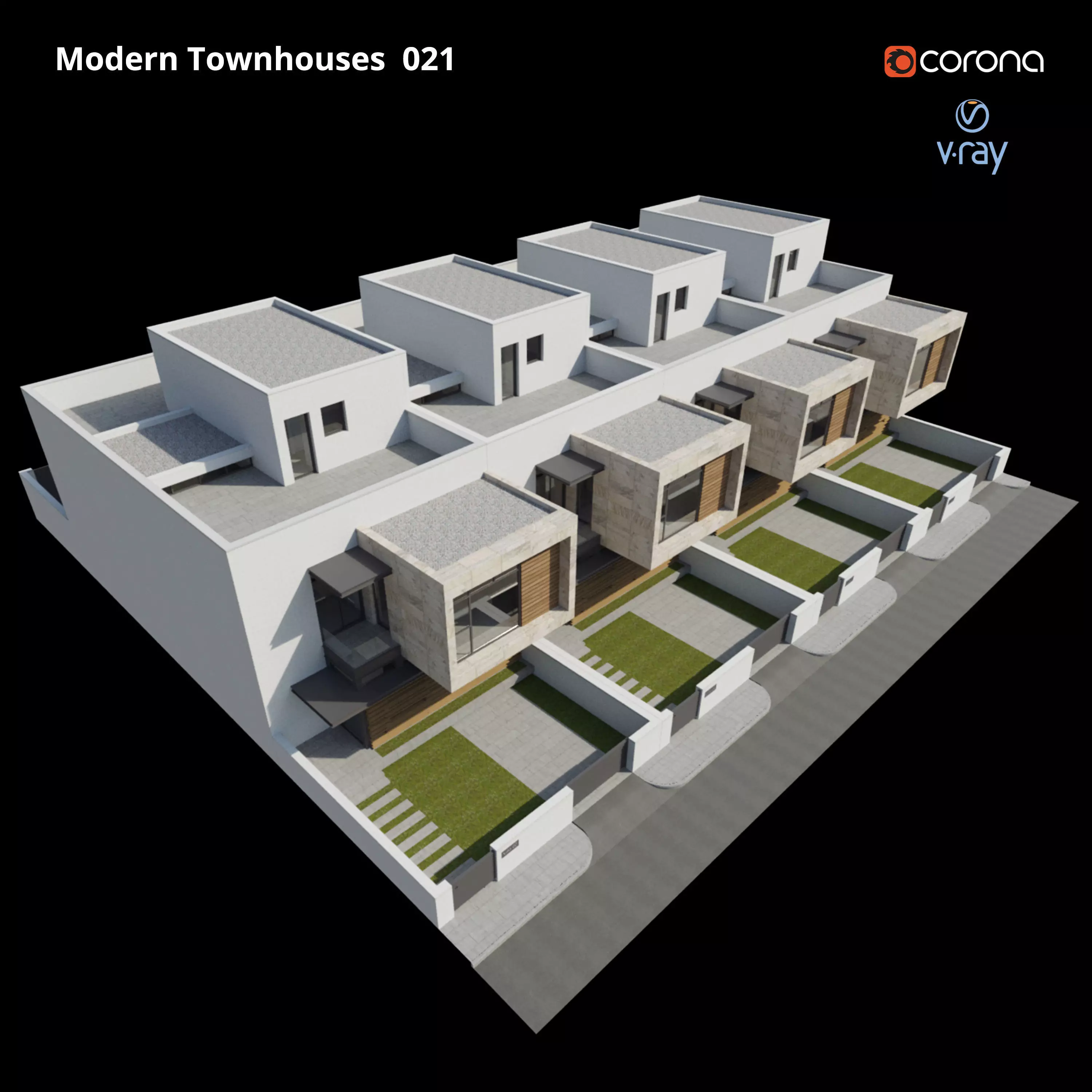 Modern Townhouses 021 3D model