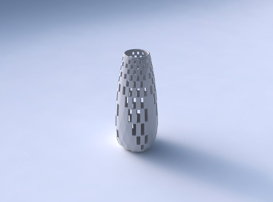 Vase Bullet with checker grid lattice 2 3D print model_3