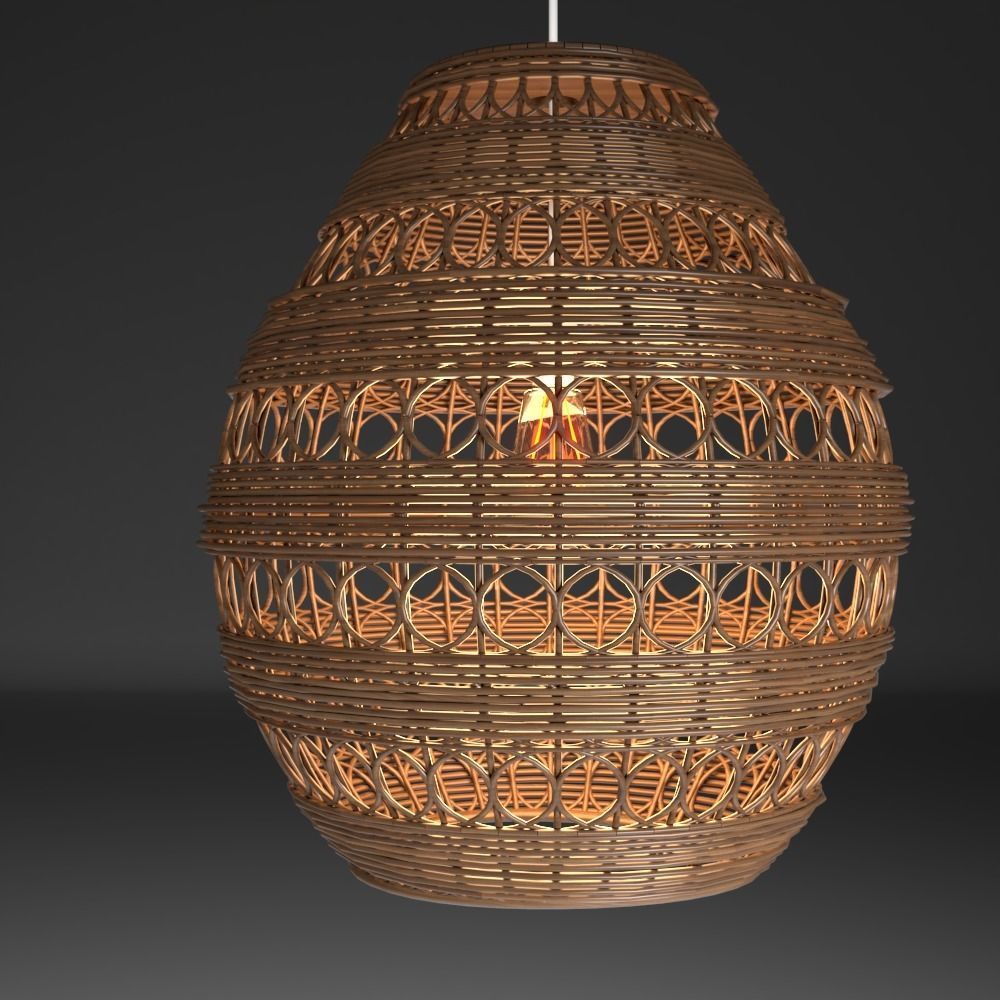 LAMPARA COLGANTE HECHA DE MATERIAL DE MIMBRE free 3D model CGTrader