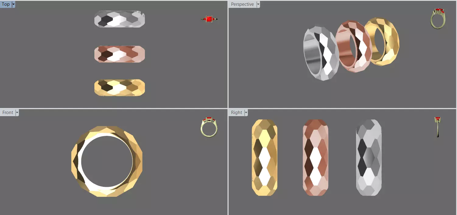 Faceted ring 3D print model