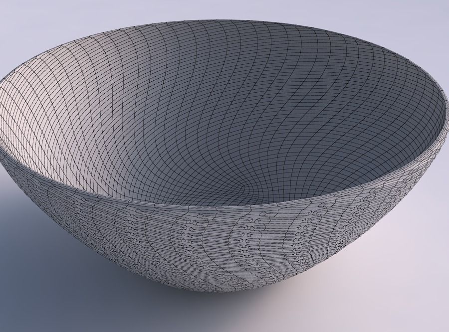 Bowl wide with twisted diagonal grid bulges 3D print model_5