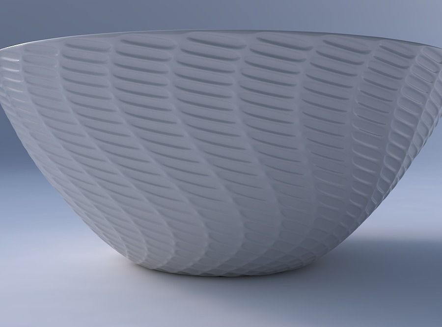 Bowl wide with twisted diagonal grid dents 3D print model_4