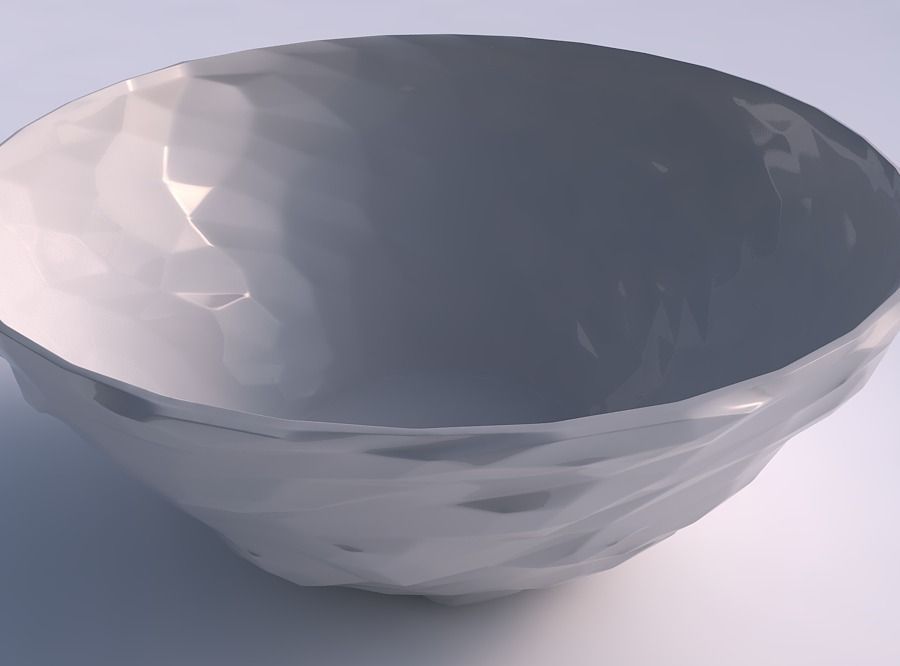Bowl wide with low-polygon bulges 3D print model_0