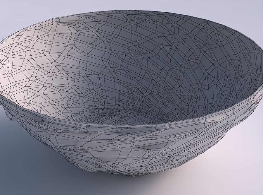 Bowl wide with low-polygon bulges 3D print model_5