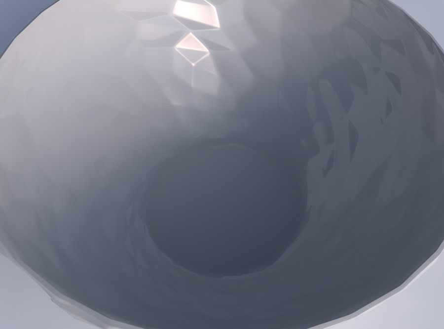 Bowl wide with low-polygon bulges 3D print model_1