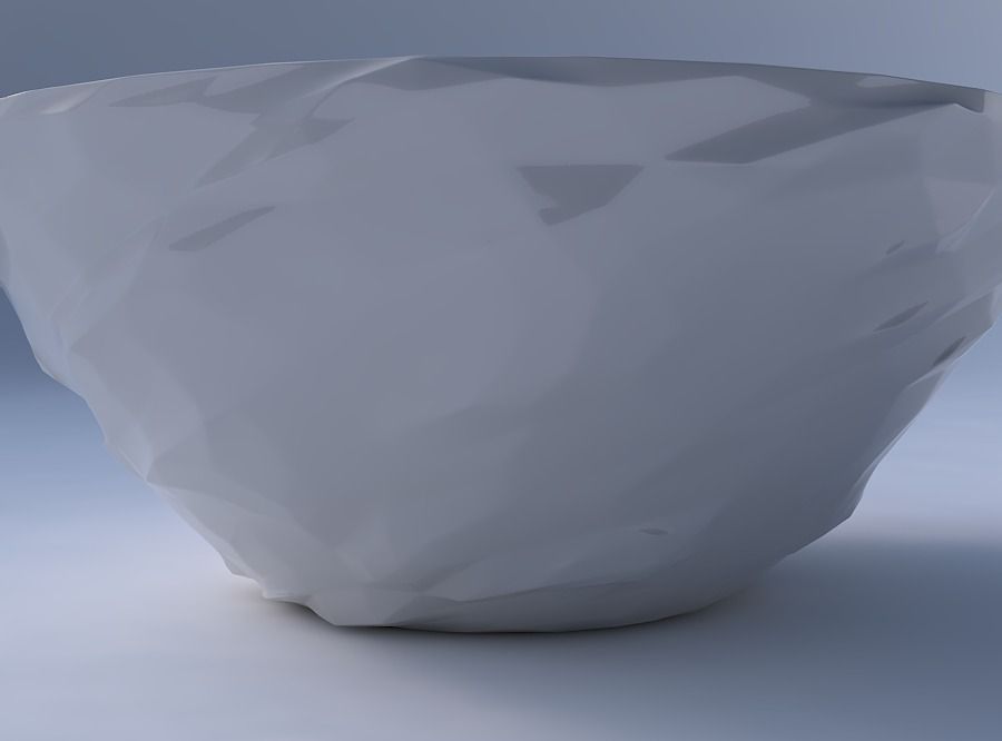 Bowl wide with low-polygon bulges 3D print model_4
