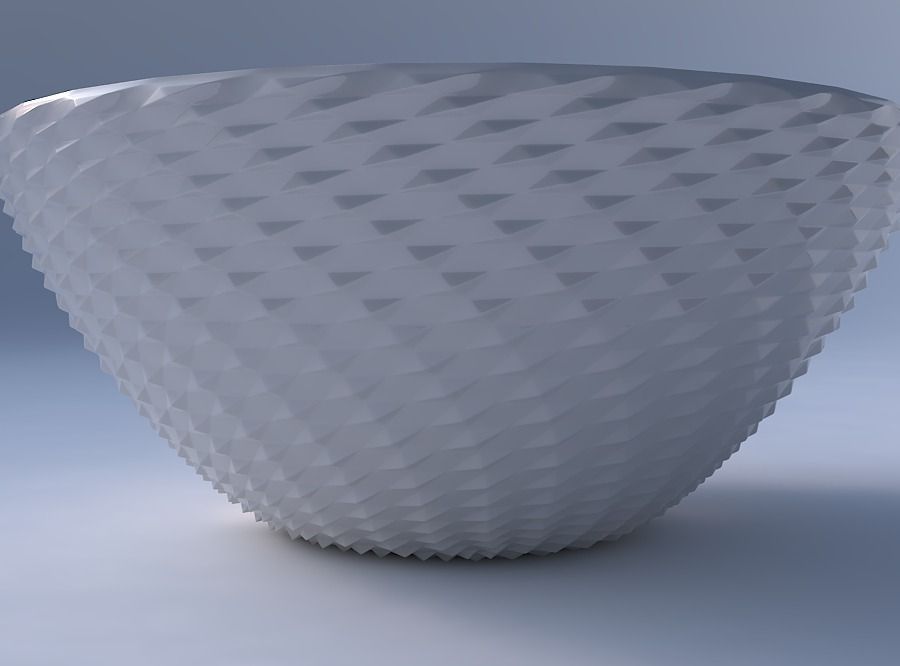 Bowl wide with grid piramides 3D print model_4