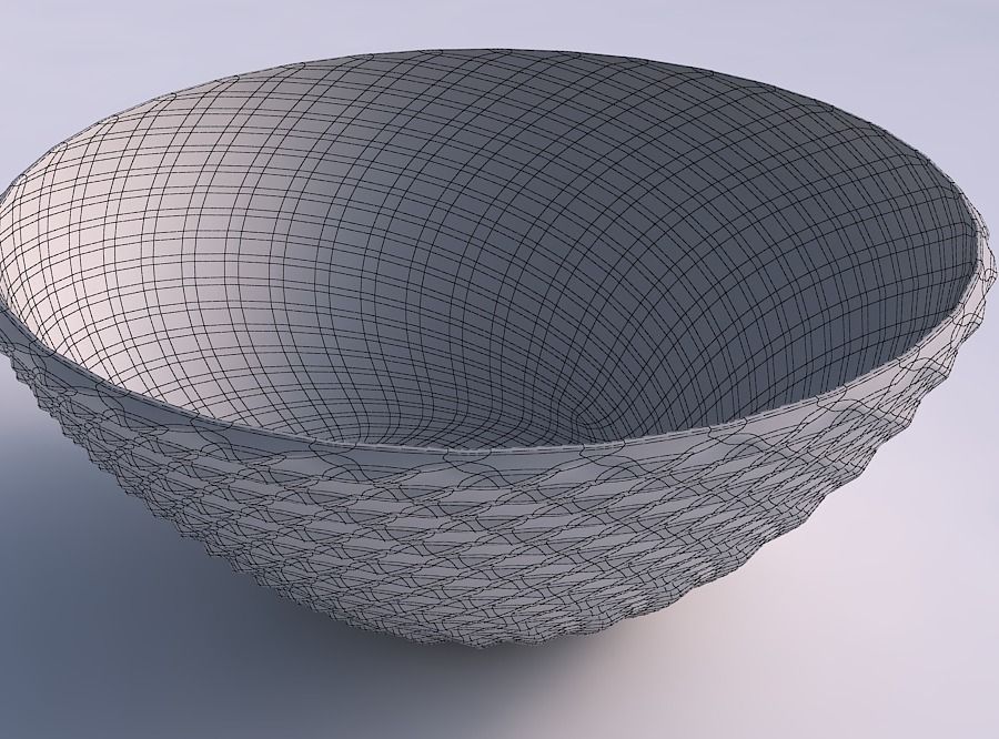Bowl wide with grid piramides 3D print model_5