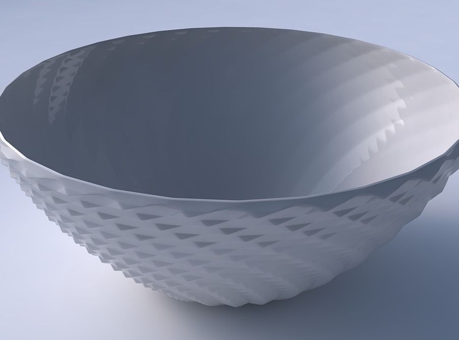 Bowl wide with grid piramides 3D print model_3