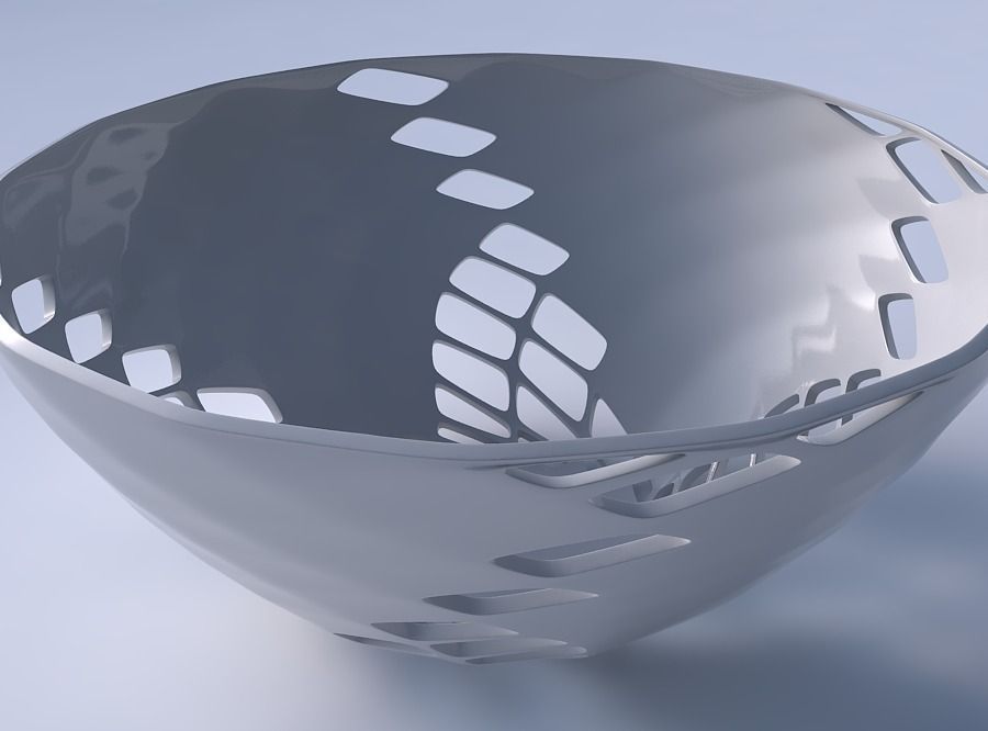 Bowl wide with diagonal grid lattice 2 3D print model_3