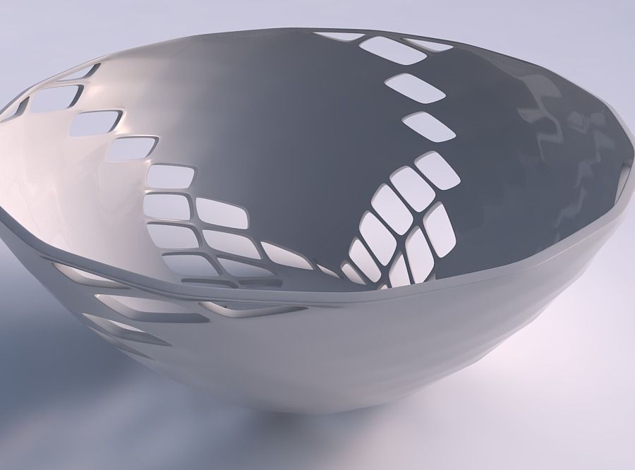 Bowl wide with diagonal grid lattice 2 3D print model_0