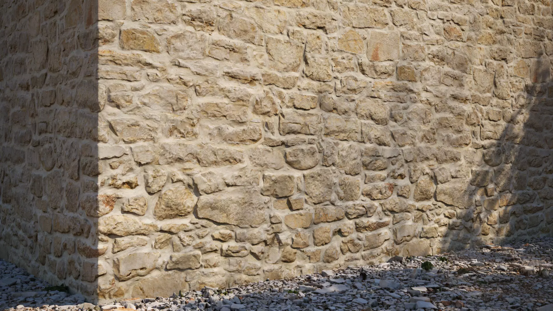 Yellow stone seamless wall texture 3D model_0