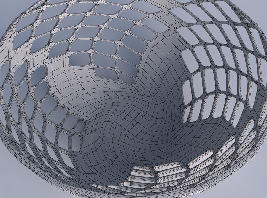 Bowl wide with diagonal grid lattice 3 3D print model_6