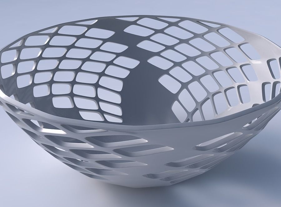 Bowl wide with diagonal grid lattice 3 3D print model_3
