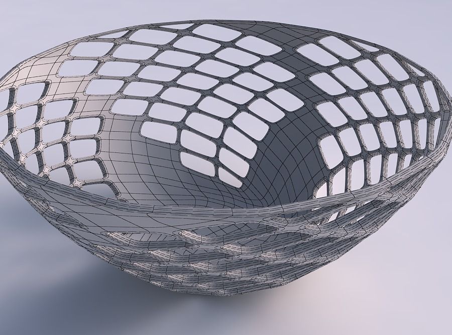 Bowl wide with diagonal grid lattice 3 3D print model_5