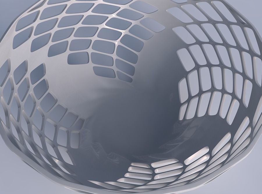 Bowl wide with diagonal grid lattice 3 3D print model_1