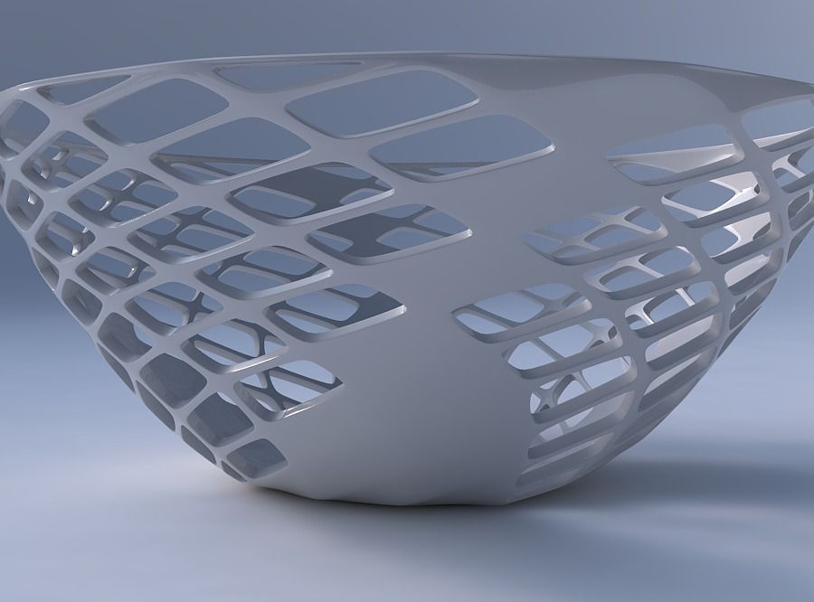 Bowl wide with diagonal grid lattice 3 3D print model_4