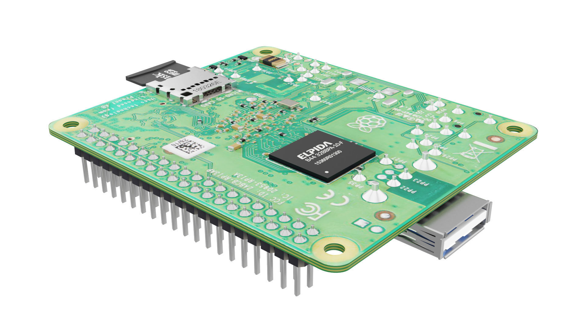 Raspberry pi 3A plus Low-poly 3D model_3