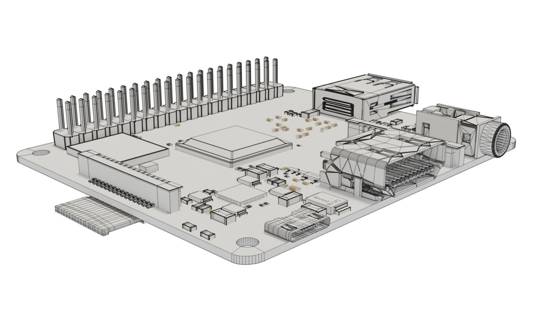Raspberry pi 3A plus Low-poly 3D model_6