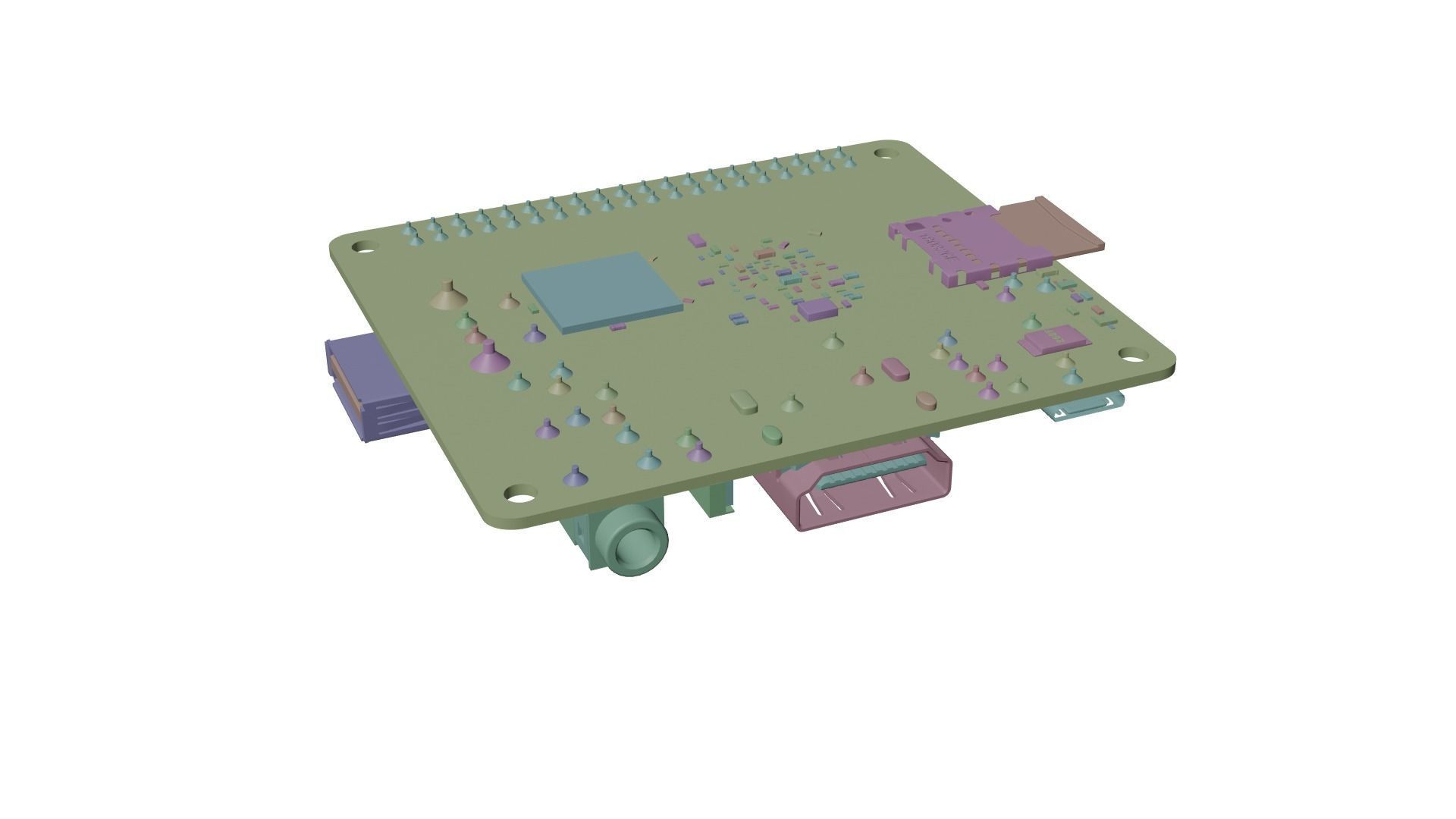 Raspberry pi 3A plus Low-poly 3D model_12