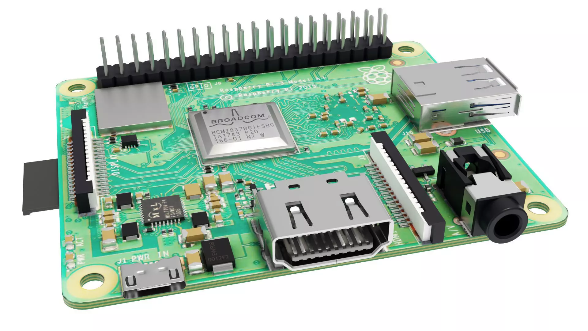 Raspberry pi 3A plus Low-poly 3D model_0