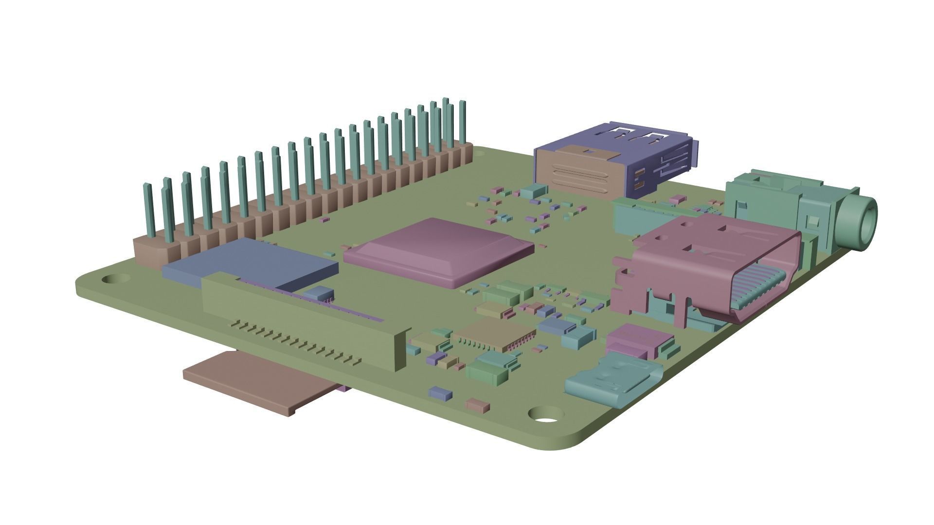 Raspberry pi 3A plus Low-poly 3D model_14