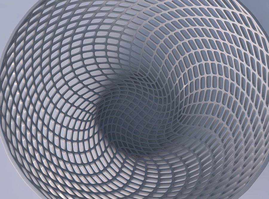 Bowl wide with fine diagonal grid lattice 3D print model_2