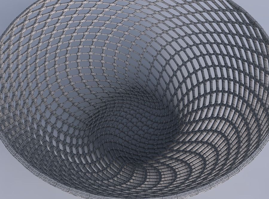 Bowl wide with fine diagonal grid lattice 3D print model_6