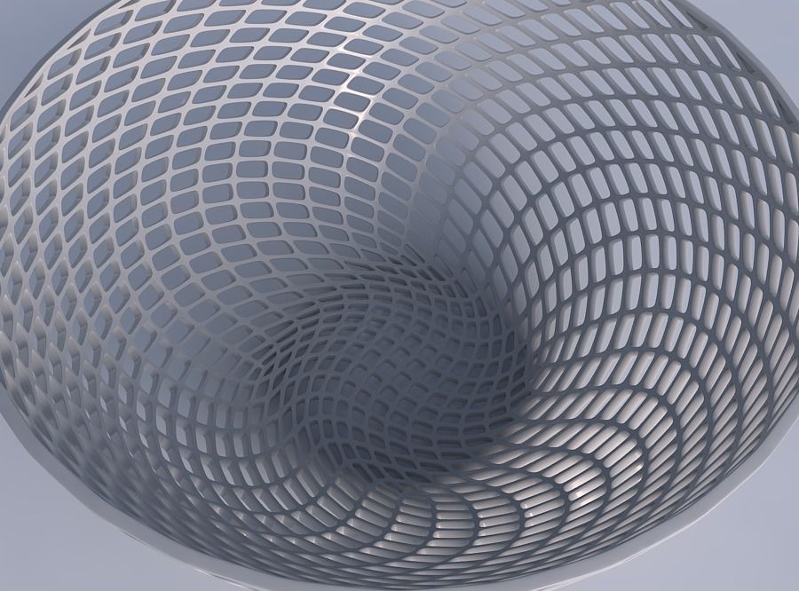 Bowl wide with fine diagonal grid lattice 3D print model_1