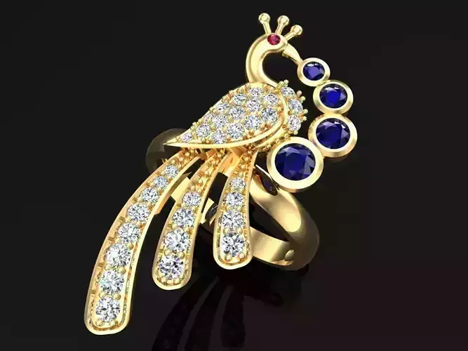 Peacock ring - Bird ring - Diamond Rings - Womens Rings