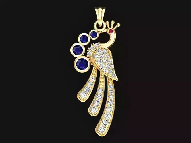 Peacock Pendant - Bird Pendant - Diamond Pendant - N1124