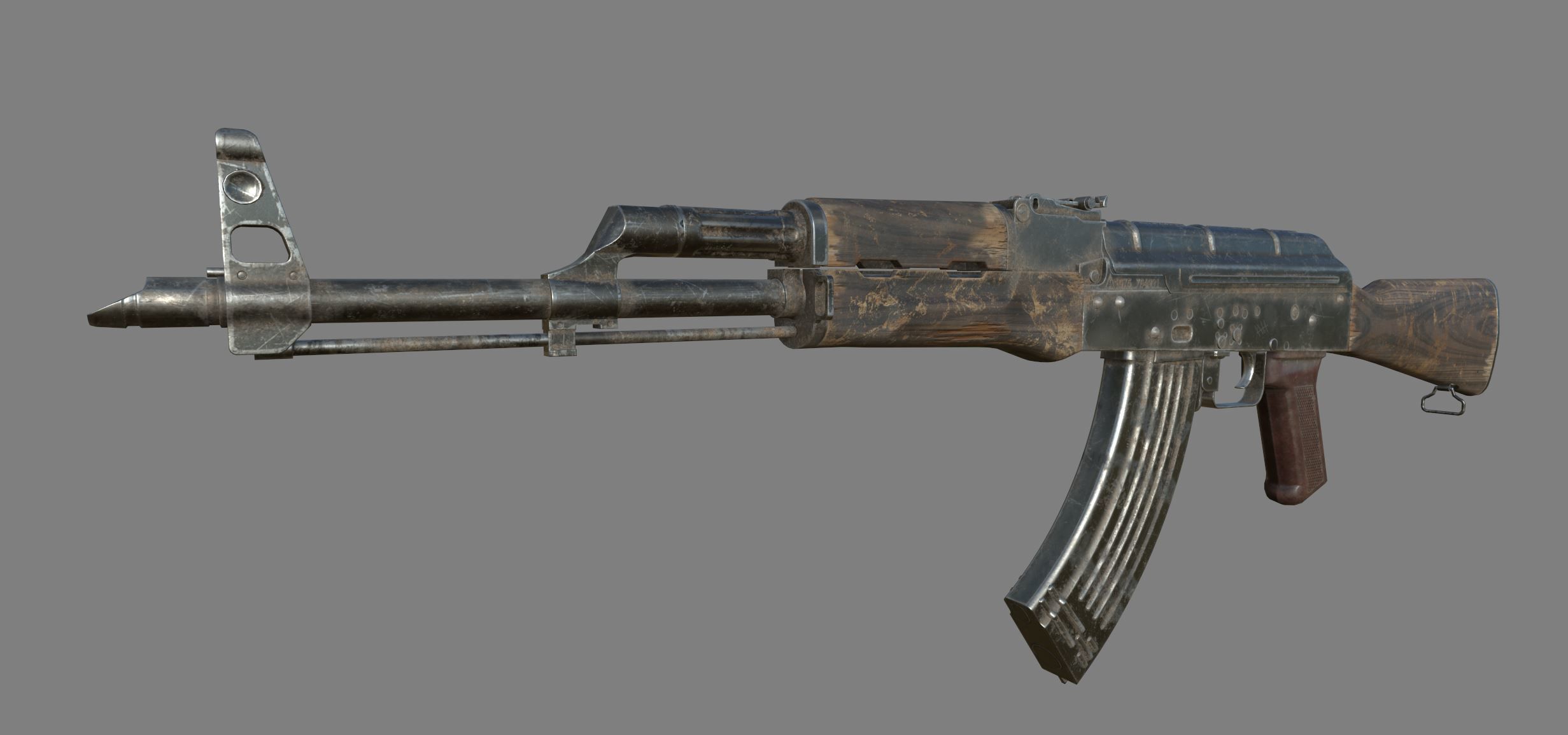 AK-47 silver sword Low-poly 3D model_18
