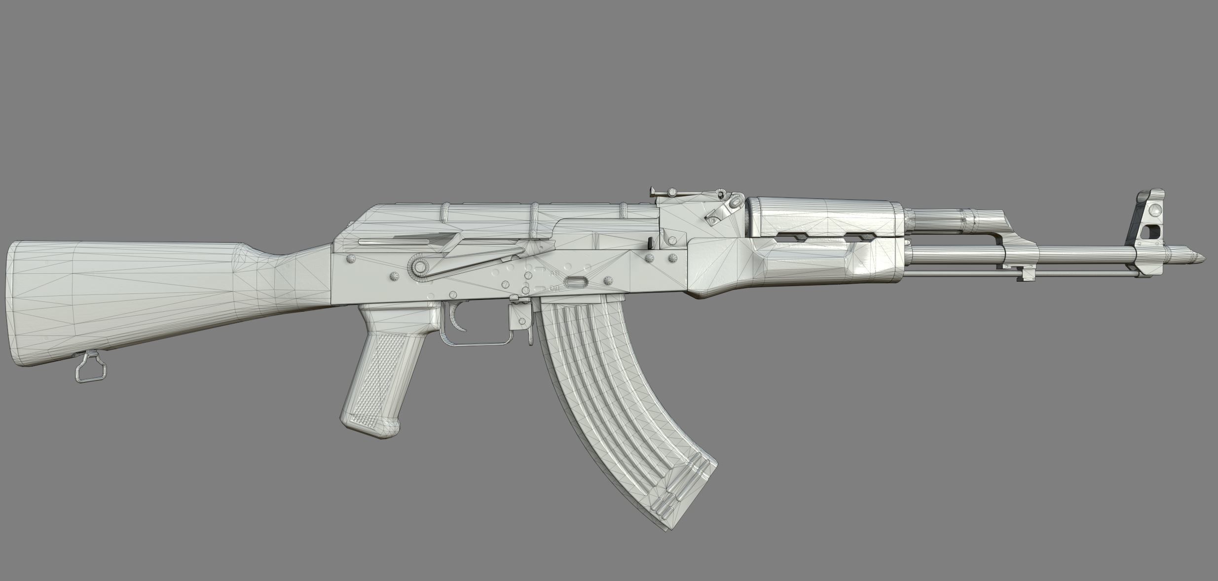 AK-47 silver sword Low-poly 3D model_21