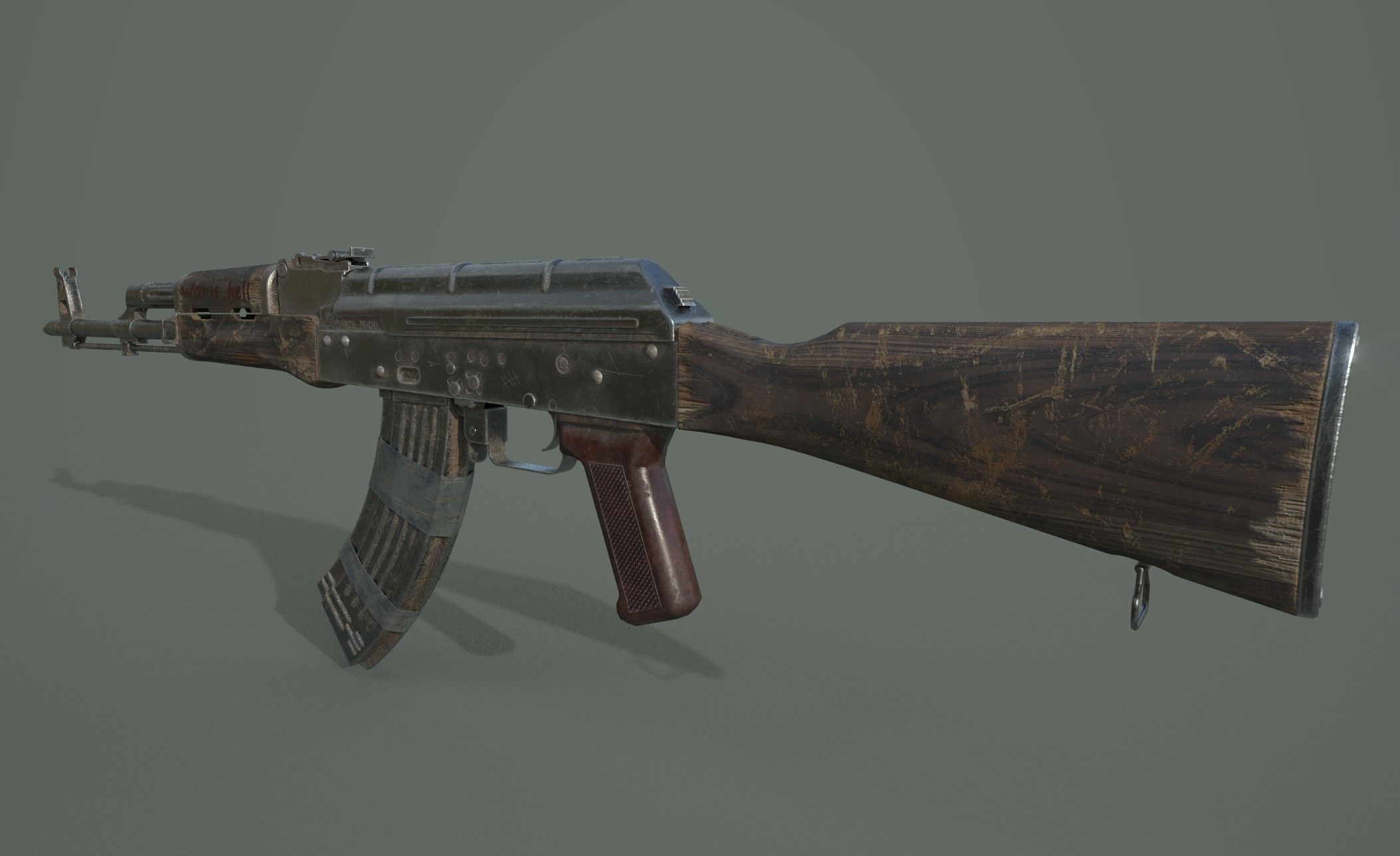 AK-47 silver sword Low-poly 3D model_11