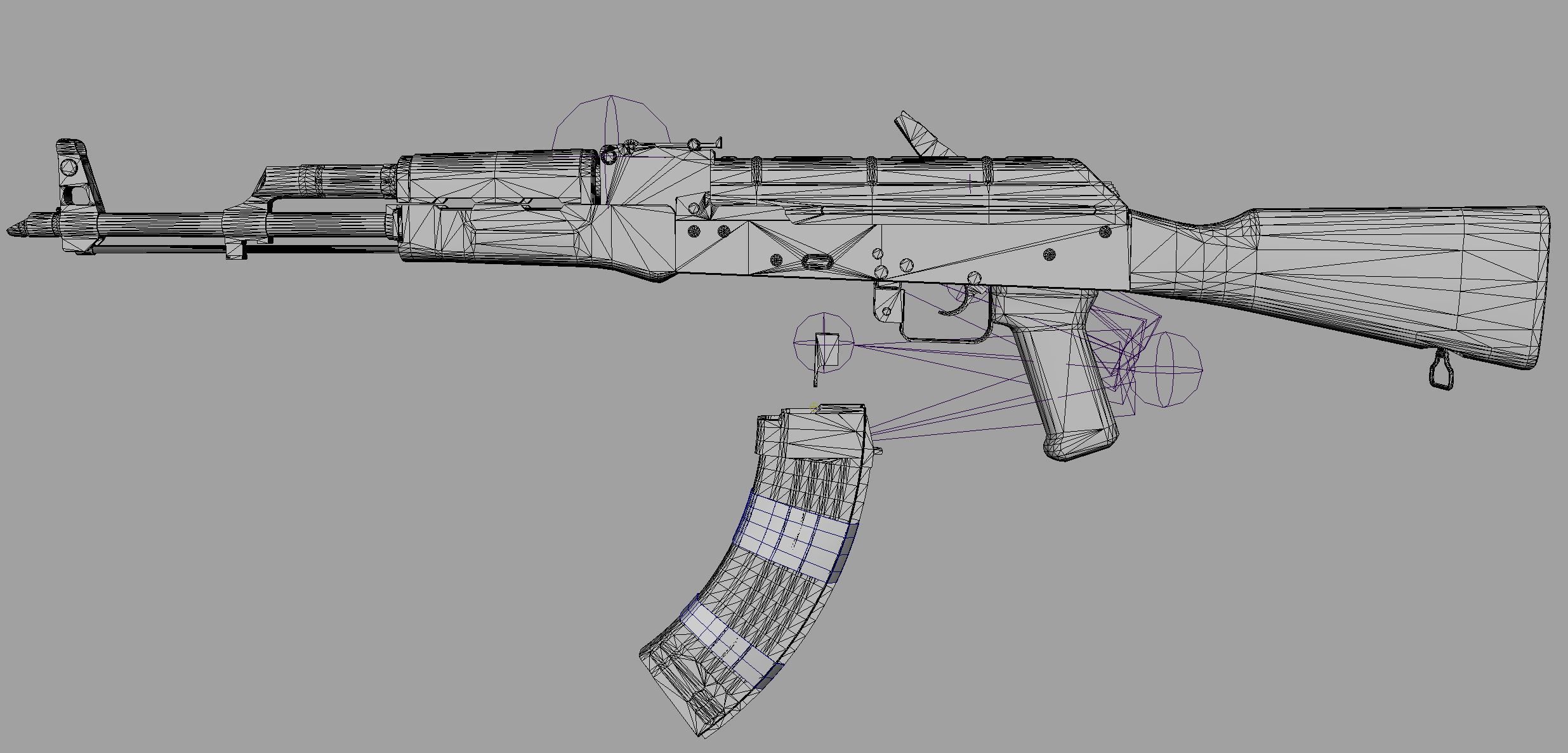 AK-47 silver sword Low-poly 3D model_25