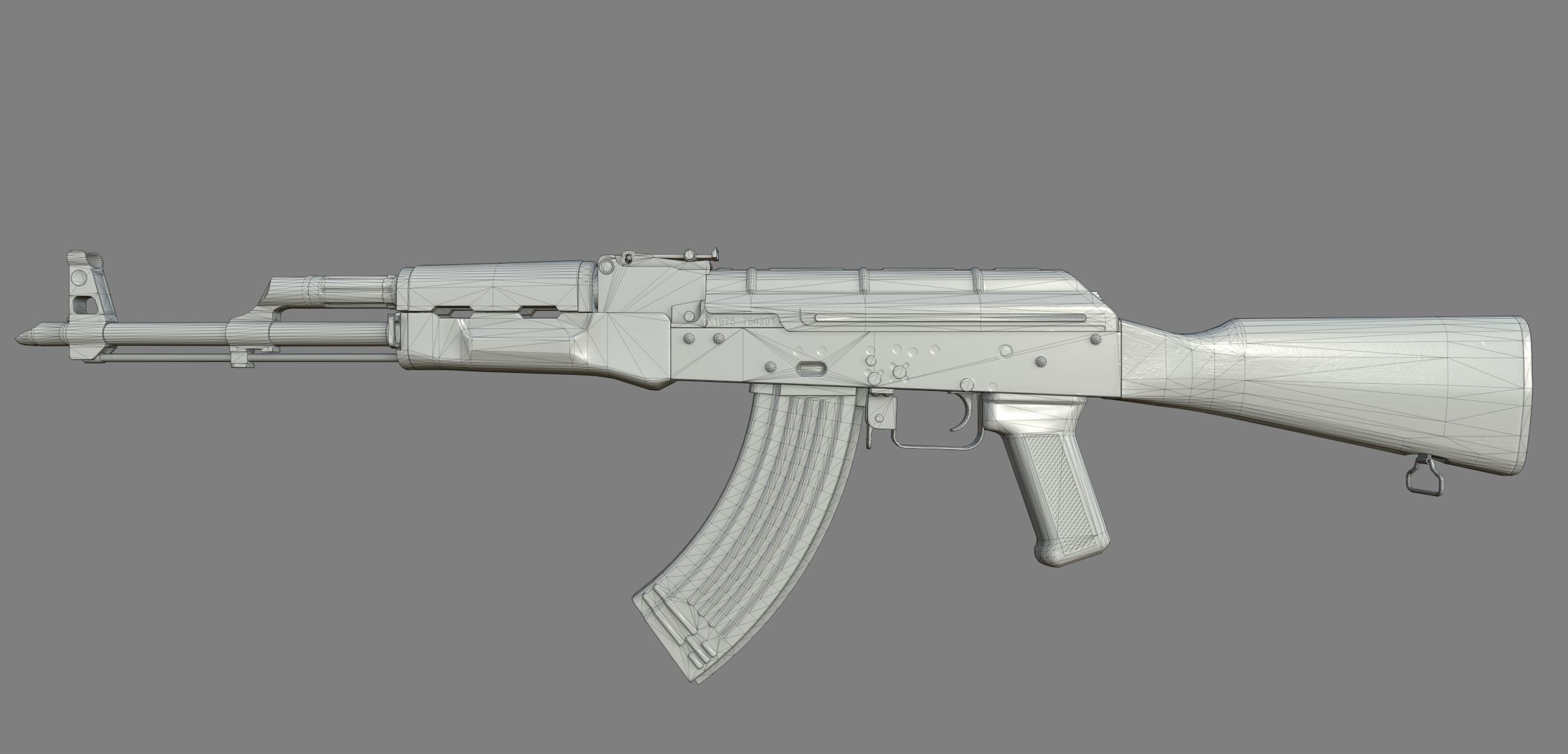 AK-47 silver sword Low-poly 3D model_20