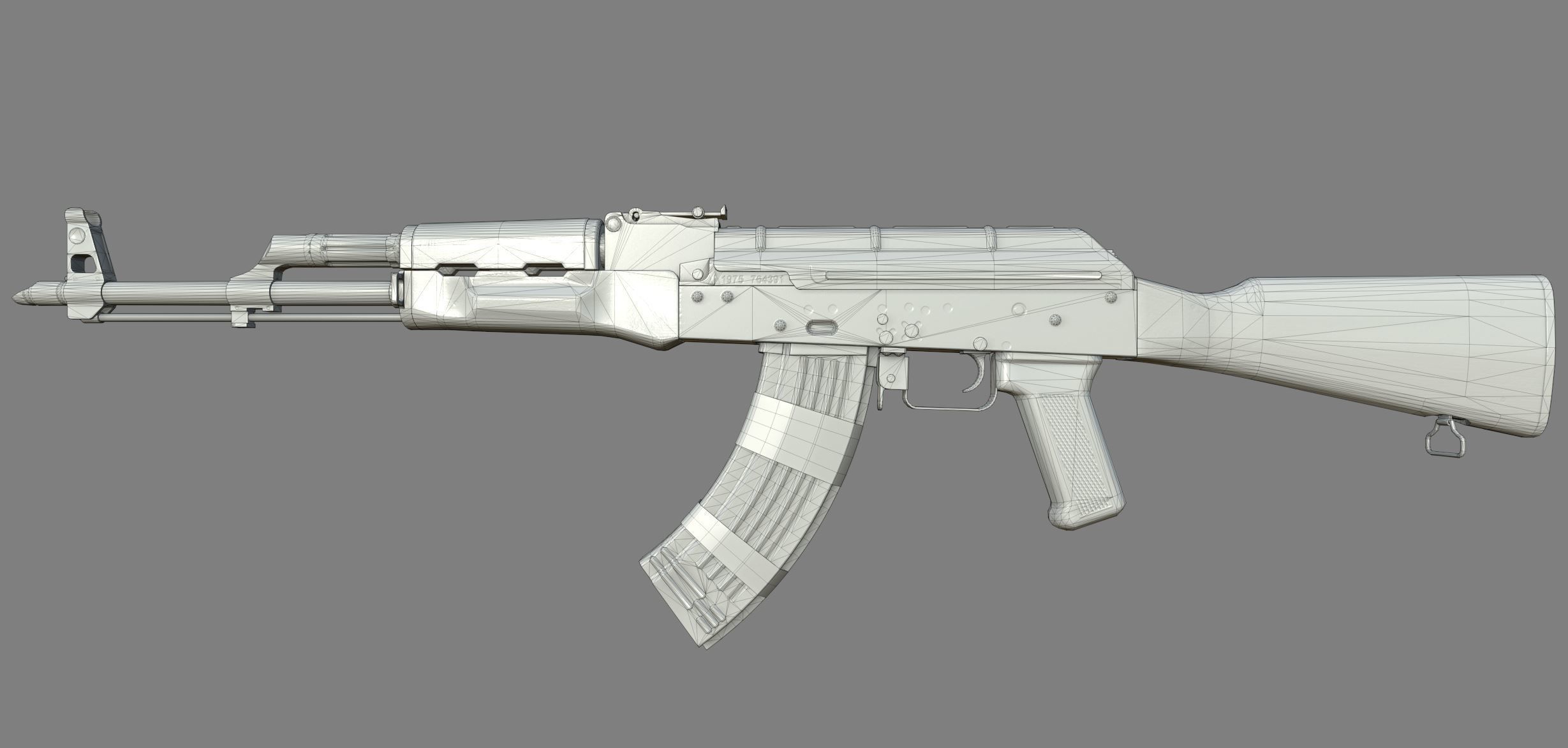 AK-47 silver sword Low-poly 3D model_22