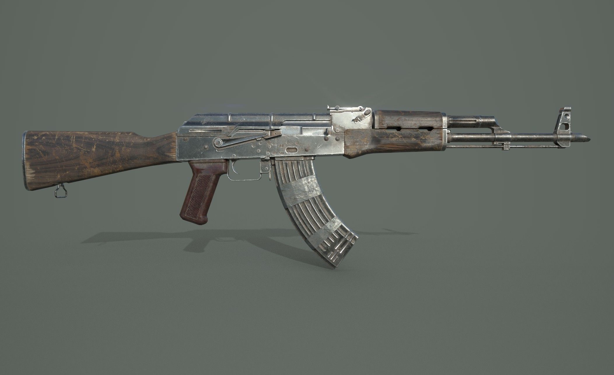 AK-47 silver sword Low-poly 3D model_6