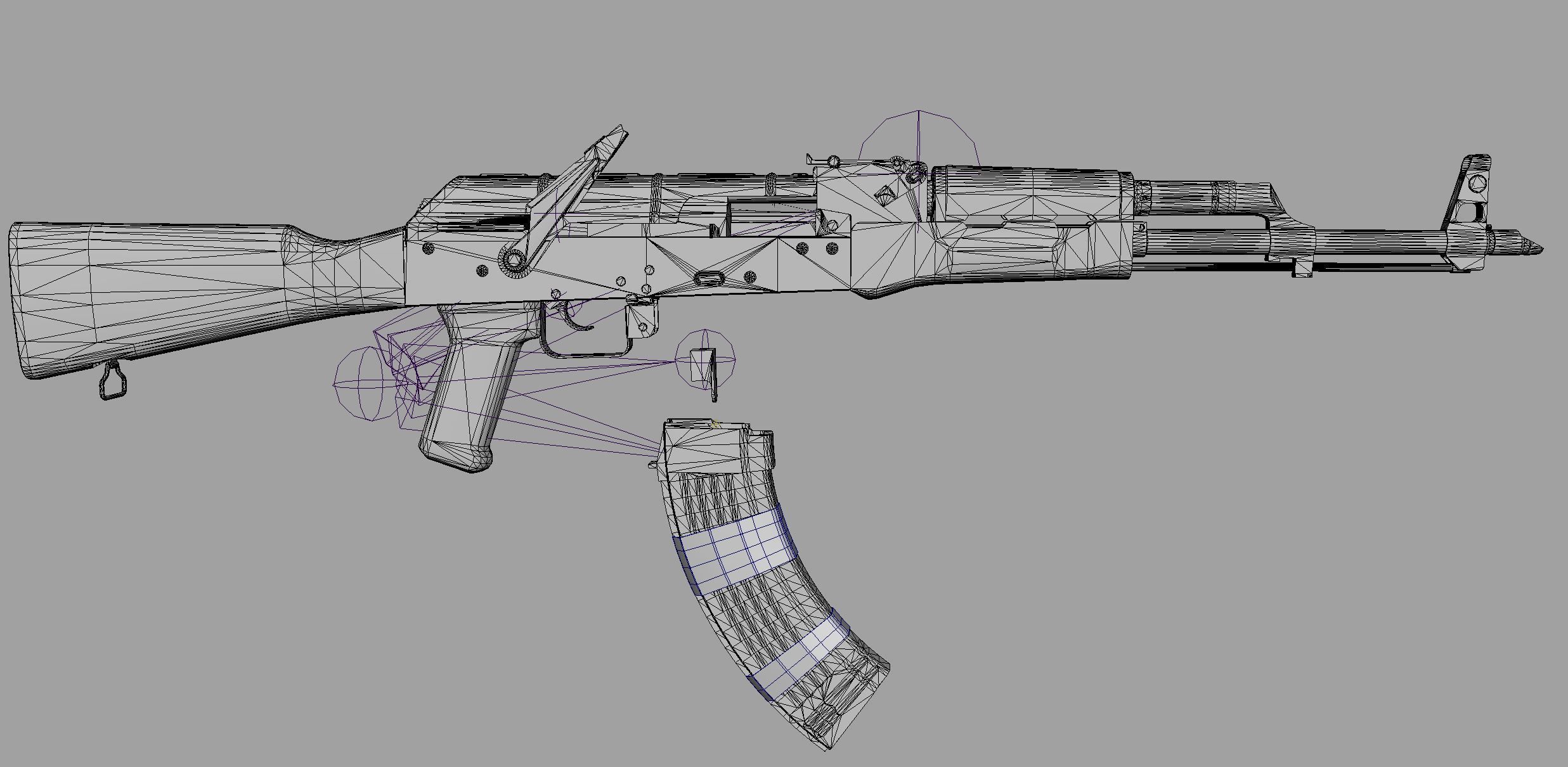 AK-47 silver sword Low-poly 3D model_26