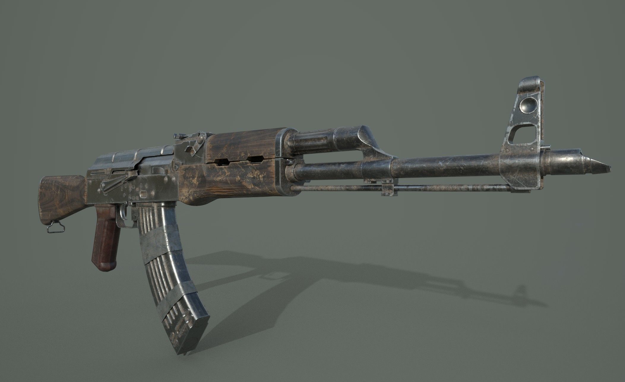 AK-47 silver sword Low-poly 3D model_5
