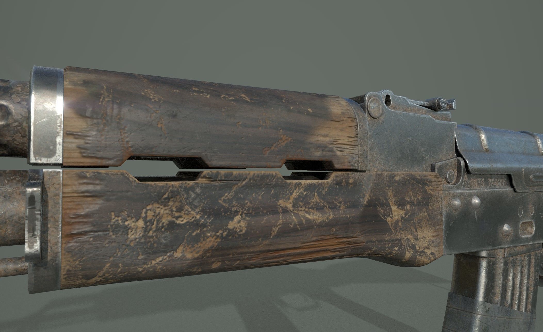 AK-47 silver sword Low-poly 3D model_16