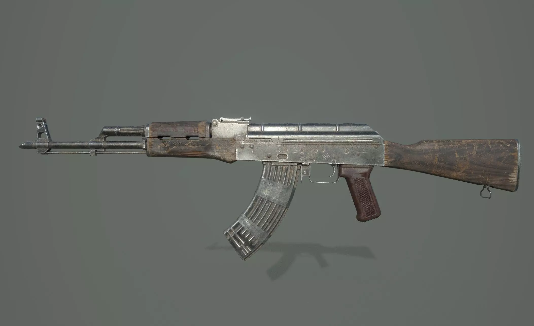 AK-47 silver sword Low-poly 3D model_0