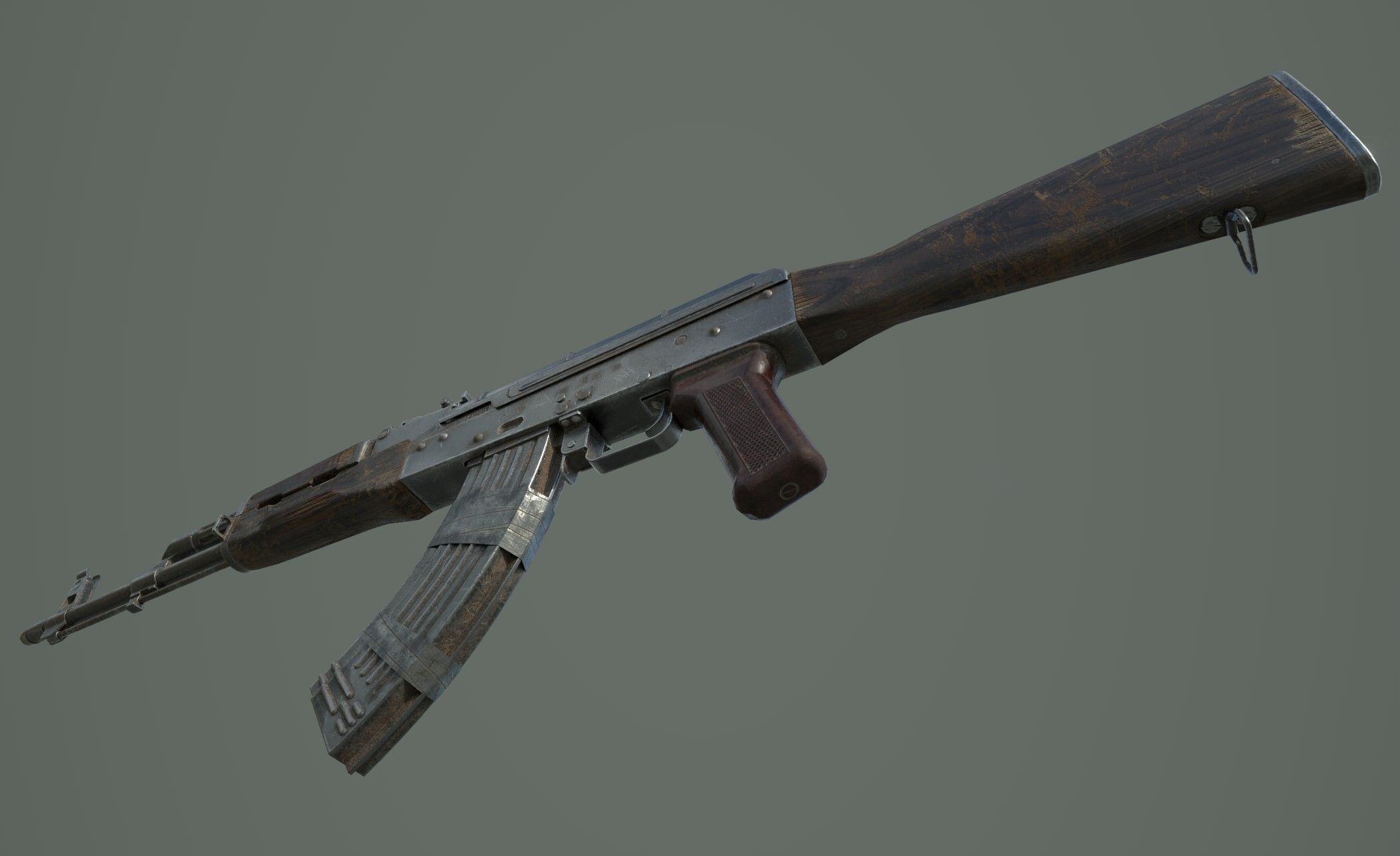 AK-47 silver sword Low-poly 3D model_12