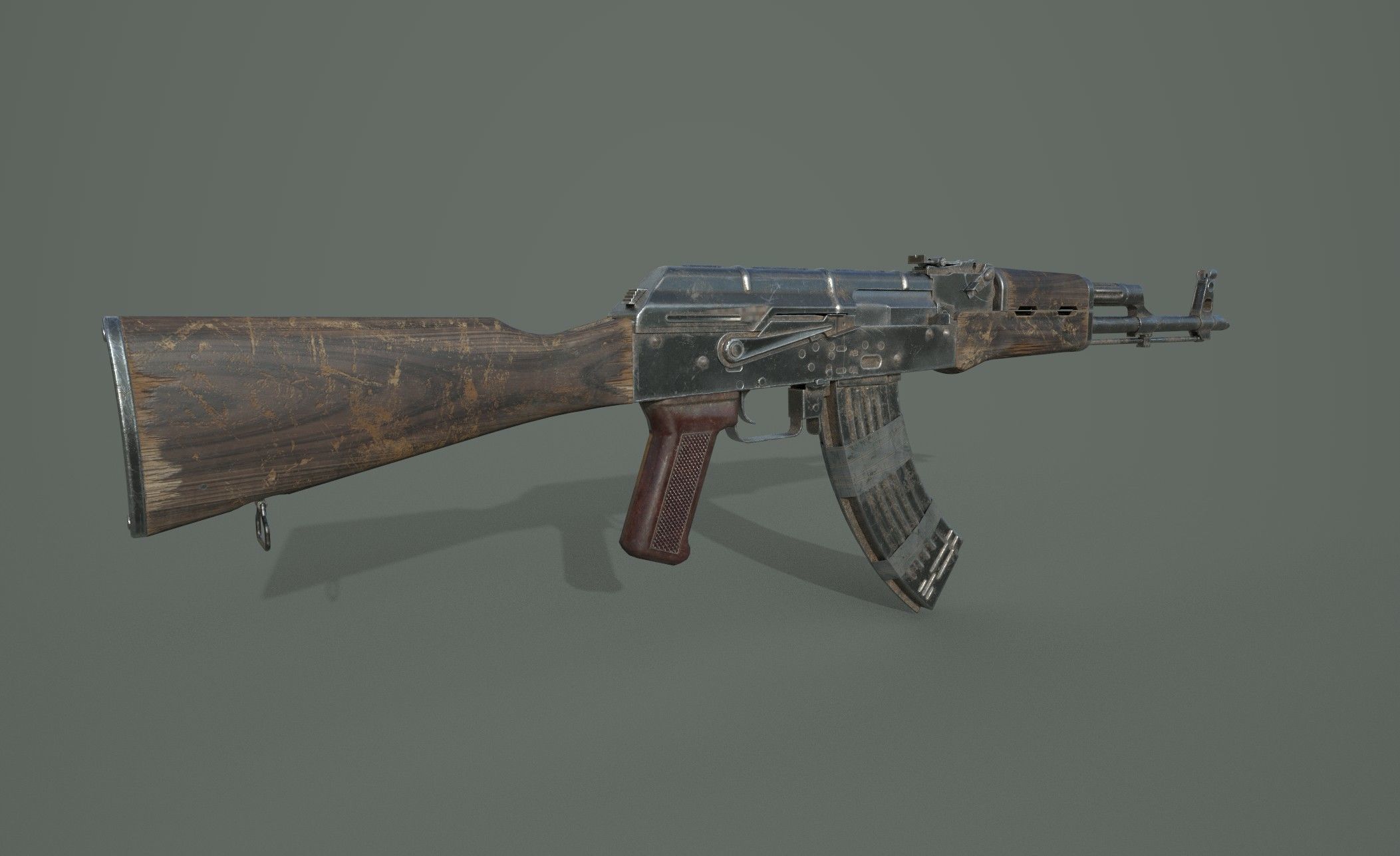 AK-47 silver sword Low-poly 3D model_7