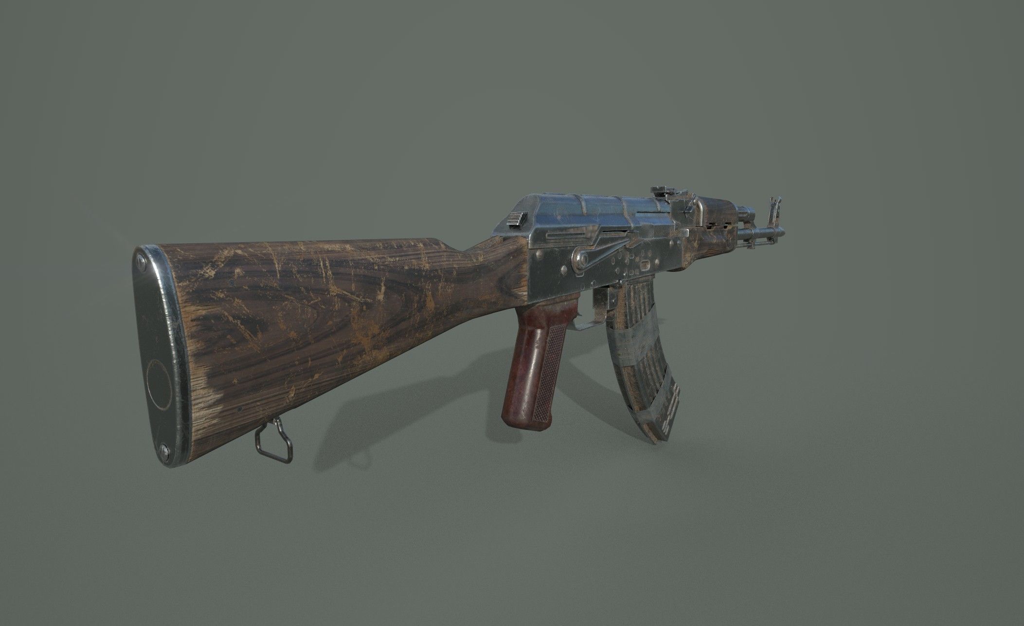 AK-47 silver sword Low-poly 3D model_8